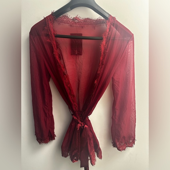 Burgundy Lingerie Robe - Picture 7 of 10